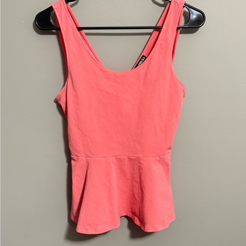 Express Coral Peplum Tank Top